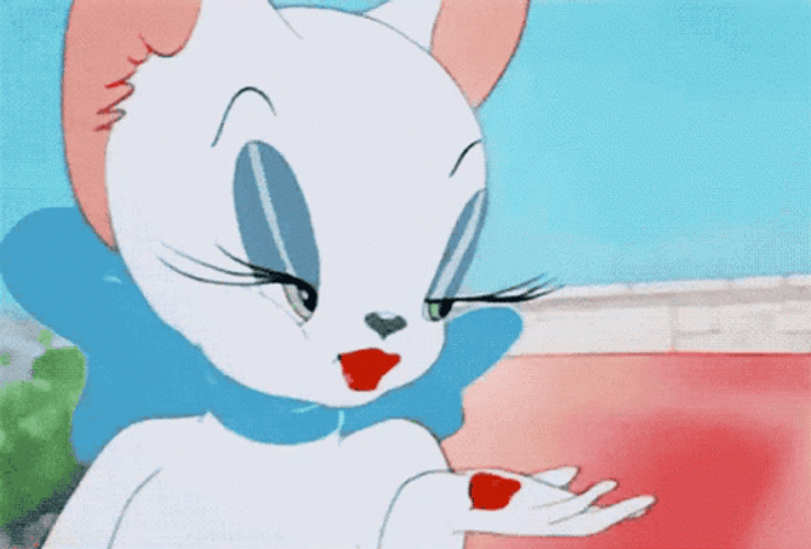 White Cartoon Cat Blowing Kisses GIF