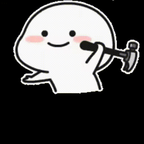 White Cartoon Character Holding Hammer GIF