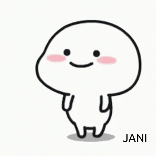 White Cartoon Character With Pink Cheek Smiling