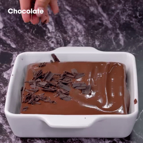 White Casserole Dish with Chocolate Covered Food