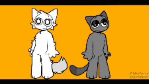 White Cat And Gray Cat Standing Together GIF