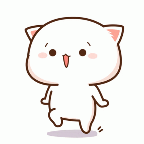 White Cat Animated Happy Dance GIF 