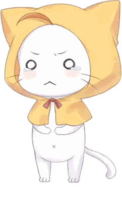 White Cat Crying With Yellow Cape