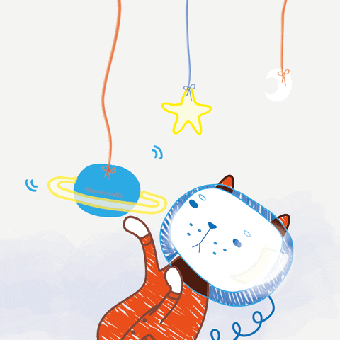 White Cat Playing Art GIF