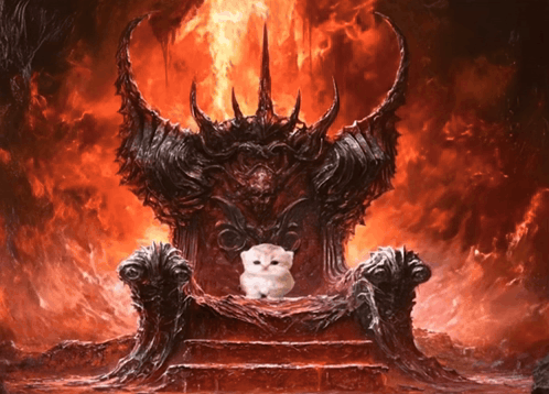 White Cat Sitting on Throne