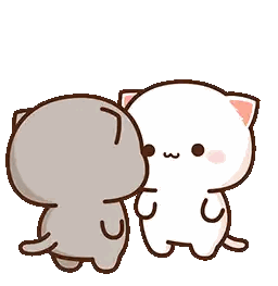 White Cat Standing Next to Smaller Cat