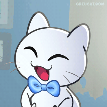White Cat With Blue Bow Tie GIF