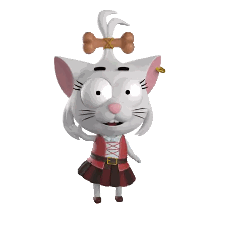 White Cat with Bone in Hair