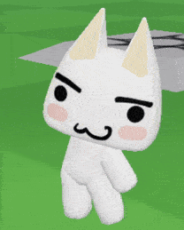 White Cat With Mustache On Grass GIF