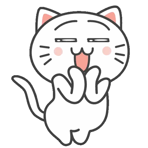 White Cat with Open Mouth and Closed Eyes