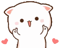 White Cat with Pink Ears and Hearts