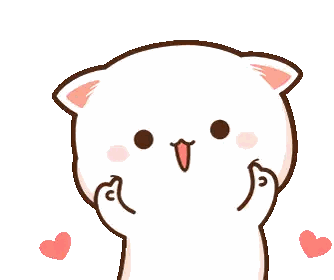 White Cat with Pink Ears and Hearts