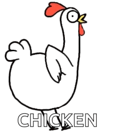 White Chicken Standing on Hind Legs