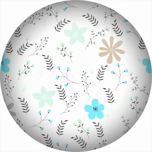 White Circle With Flowers and Leaves