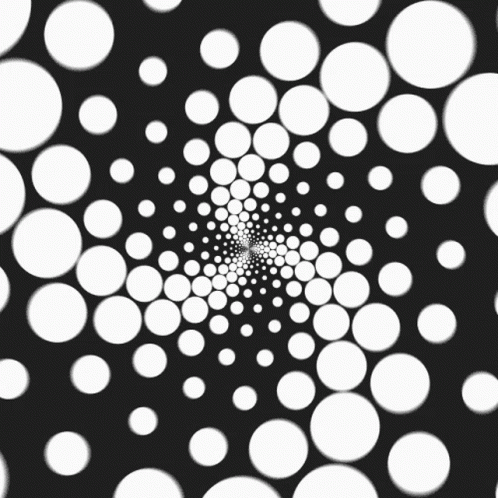 White Circles On A Black Background That Looks Like A Spiral GIF