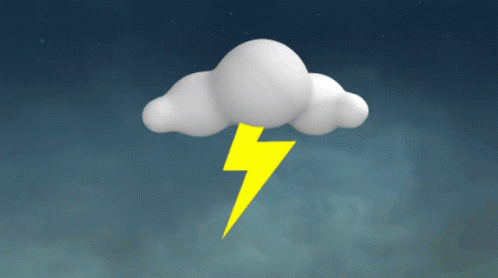 White Cloud With Yellow Lightning Bolt GIF