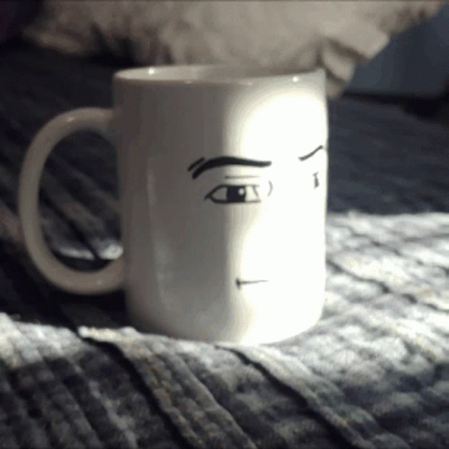 White Coffee Mug With Drawn Face
