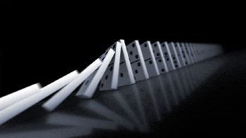 White Domino Tiles Falling Chain Reaction GIF