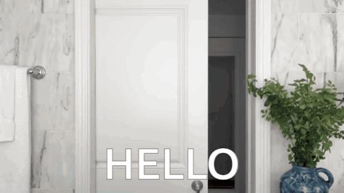 White Door Open Saying Hello