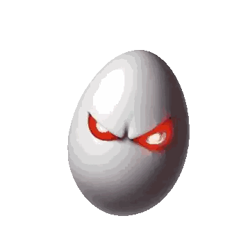 White Egg With Red Eyes and Smiley Face
