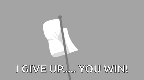 White Flag Saying I Give Up You Win