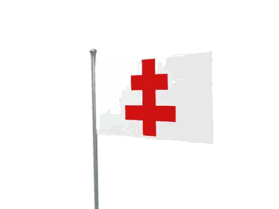 White Flag with Red Cross Waving