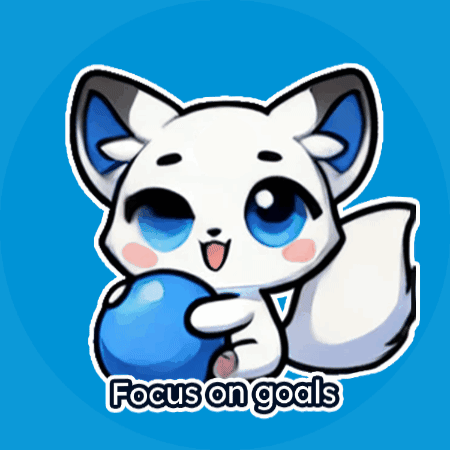 White Fox Holding Blue Ball Focus on Goals