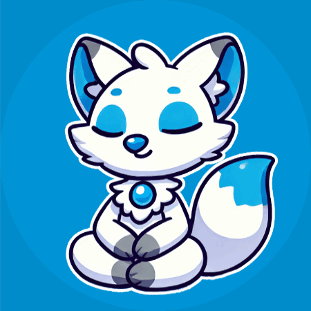 White Fox With Blue Eyes And Blue Tail GIF