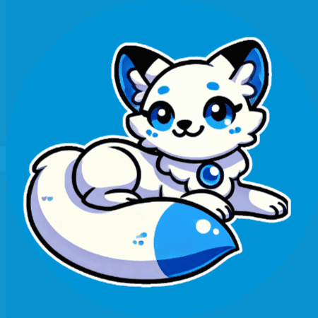 White Fox With Blue Eyes And Blue Tail GIF