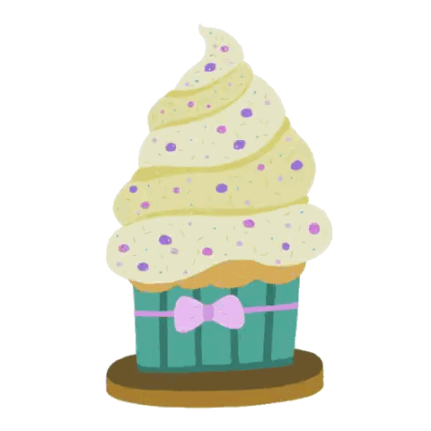 White Frosted Cupcake with Purple Sprinkles and Bow