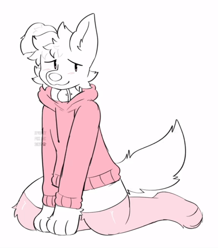 White Furry in Pink Hoodie and Knee High Socks