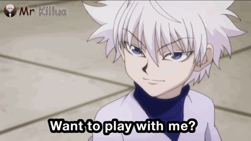 White Hair Cartoon Saying Want To Play With Me GIF