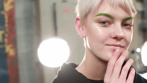 White Hair Girl Green Eyebrows Blow A Kiss GIF