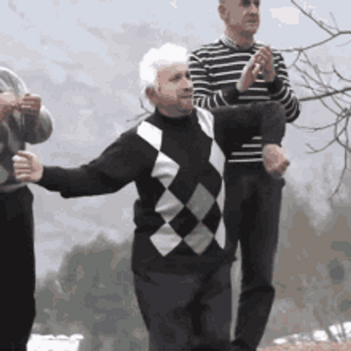 White Hair Old Man Dancing Energetic GIF