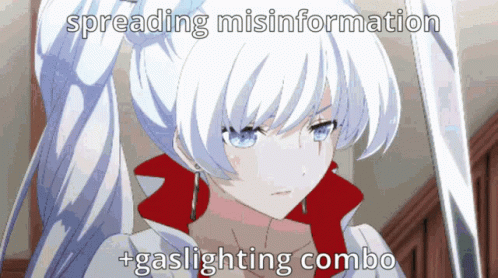 White Haired Anime Girl Spreading Misinformation
