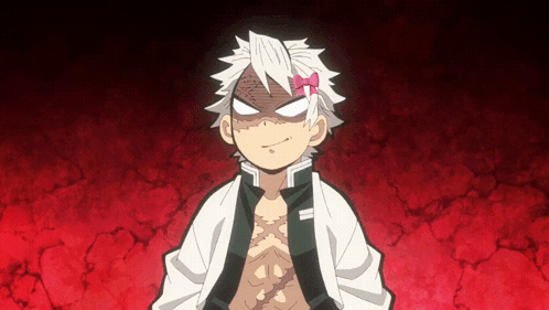 White-Haired Cartoon Character with Red Bow on Forehead