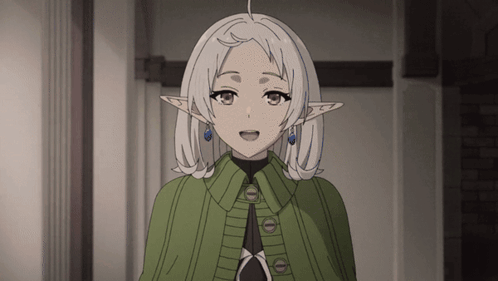 White-Haired Elf-Eared Girl in Green Jacket