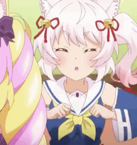 White-Haired Girl In Sailor Uniform With Bow GIF