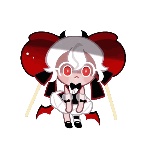 White-Haired Red-Eyed Cartoon Sitting