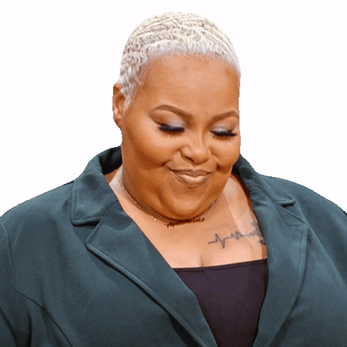 White Haired Woman Holding In Laugh GIF