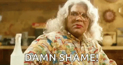 White-Haired Woman With Glasses Damn Shame GIF