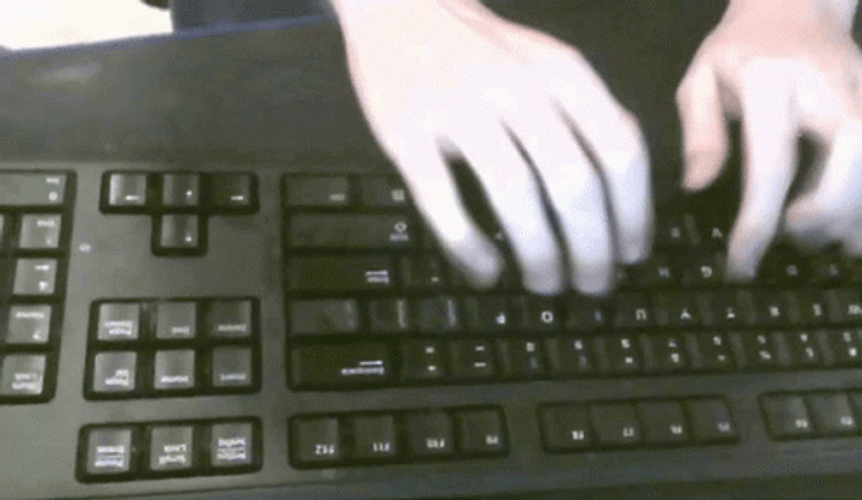 White Hand Typing Fast Black Keyboard GIF
