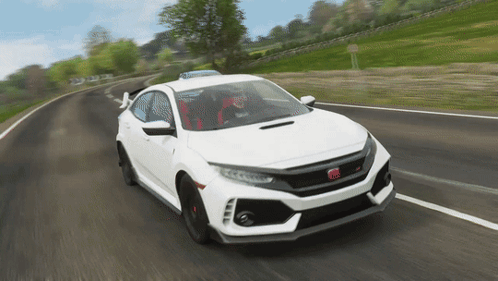White Honda Civic Driving Down Country Road