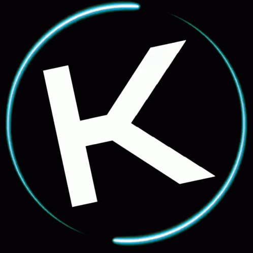 White Letter K In Black Circle With Blue Glow GIF