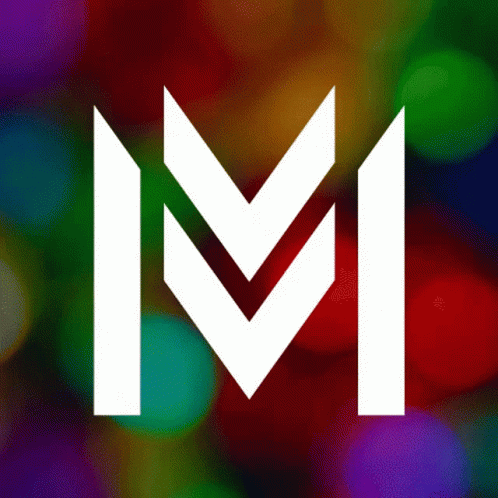 White Letter M on Green and Purple Background