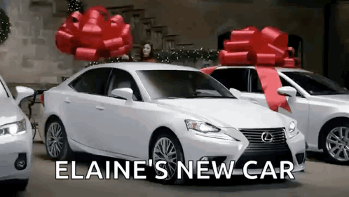 White Lexus With Red Bow for Elaine's New Car