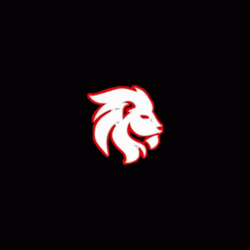 White Lion Head With Red Outlines