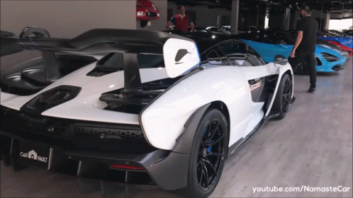 White Mclarensenna P15 On Display GIF