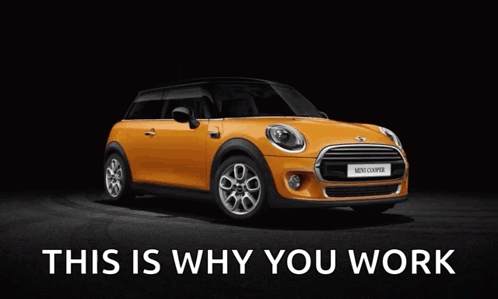 White Mini Cooper on Black Background