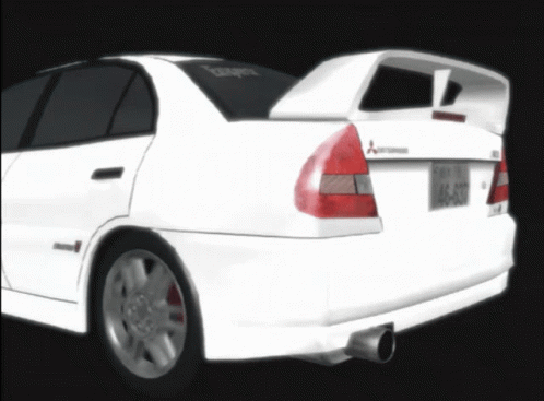 White Mitsubishi Red Tail Light License Plate